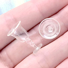 Dollhouse Wine Glasses | Miniature Glassware | Doll House Plastic Cups | Mini Food DIY | Doll Drink | Doll Props (2 pcs / Clear / 12mm x 20mm)