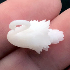 3D Swan Embellishment for Resin Crafts | Miniature Animal Resin Inclusion | Dollhouse Animal | Resin Jewelry DIY (2 pcs / 17mm x 15mm)