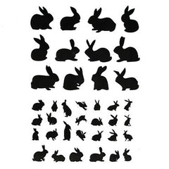 Black Rabbit Silhouette Clear Film | Easter Embellishments | Animal Bunny Resin Inclusions | Resin Art Decoration