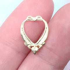 Heart Frame Nail Charm with Pearls | Small Open Bezel for Resin Filling | Metal Embellishment | Nail Deco (1 piece / Gold / 11mm x 15mm)