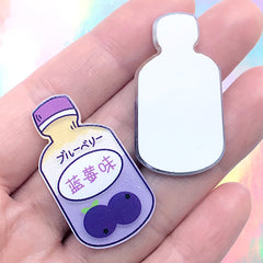 Blueberry Juice Acrylic Embellishments | Glittery Decoden Cabochons | Kawaii Toddler Jewellery DIY (2 pcs / 20mm x 37mm)