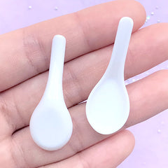 Dollhouse Chinese Spoon | Miniature Duck Spoon | Doll House Soup Spoon | Doll Craft Supplies (4 pcs / White / 15mm x 41mm)