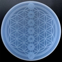 Flower of Life and Seven Chakras Crystal Grid Silicone Mold | Sacred Geometry Coaster Mould | Healing Meditation Altar Decor (210mm)