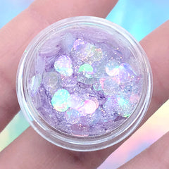 Iridescent Heart Confetti and Glitter Powder Mix | Romantic Glitter Dust | Resin Inclusions | Nail Designs (Purple / 2 grams)