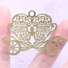 Pumpkin Carriage Metal Bookmark Charm | Fairy Tale Cinderella Deco Frame for UV Resin Filling | Kawaii Jewelry DIY (1 piece / 54mm x 38mm)