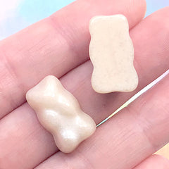 Pearlescent Gummy Candy Cabochons in Bear Shape | Faux Food Embellishments | Kawaii Sweet Deco | Decoden Supplies (2 pcs / Cream White / 11mm x 19mm)