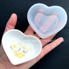 Heart Tray Silicone Mold | Personalised Trinket Dish Making | Kawaii Craft Supplies | Clear Mold for UV Resin | Epoxy Resin Art (78mm x 69mm)