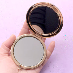 Compact Mirror | Round Foldable Handheld Makeup Mirror Case | Resin Art Supplies (Gold / 7cm)