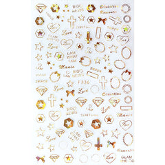 Kawaii Gold Foil Sticker | Gold Foiled Heart Star Cross Diamond Stickers | Nail Art Supplies | Resin Inclusions