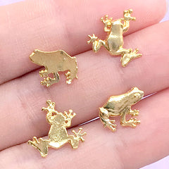 Frog Resin Fillers | Koi Pond Resin Inclusions | Small Metal Embellishments for Resin Art | Animal Floating Charms (4 pcs / Gold)
