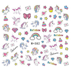 Unicorn and Rainbow Decal Sheet | Kawaii Water Transfer Stickers | Cute Embellishment for Resin Craft | Nail Art Supplies