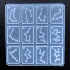 Rectangular Constellation Charm Silicone Mold (12 Cavity) | Astrology Horoscope Mould | Resin Jewelry DIY (18mm x 28mm)