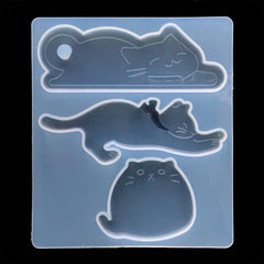 Kawaii Cat Silicone Mold (3 Cavity) | Cute Kitty Mould | Resin Hair Jewelry DIY | Decoden Cabochon Making