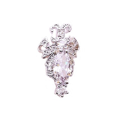 Luxury Baroque Royal Nail Charm with Bling Bling Rhinestones | Sparkle Embellishment | Nail Decorations (1 piece / Silver / 12mm x 21mm)
