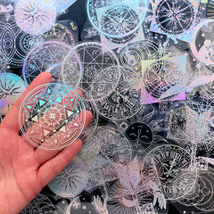 Holographic Magic Circle Stickers | Holo Magic World Sticker | Mahou Kei Sticker | Magical Girl Embellishments for Resin Art (45 pcs)