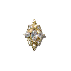 Luxury Rhombic Nail Charm with Rhinestones | Bling Bling Nail Deco | Sparkle Resin Inclusion (1 piece / Gold / 8mm x 12mm)