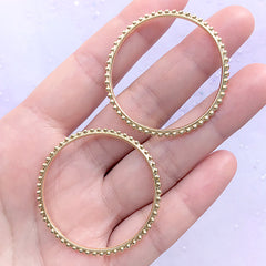 Dotted Circle Deco Frame for UV Resin Filling | Large Hollow Round Deco Frame | Resin Jewelry Findings (2 pcs / Gold / 40mm)