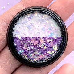UV Colour Changing Hexagon Glitter | Iridescent Sprinkles | Aurora Borealis Confetti Flakes | Resin Art Supplies (Purple)