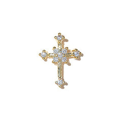 Cross Rhinestone Nail Charm | Bling Bling Religion Embellishment | Christian Nail Art | Sparkle Resin Inclusion (1 piece / Gold / 10mm x 12mm)