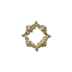 Square Rhombic Frame Nail Charm with Rhinestones | Mini Open Bezel for UV Resin Filling | Metal Embellishment | Nail Designs (1 piece / Gold / 11mm x 12mm)