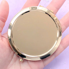Compact Mirror | Round Foldable Handheld Makeup Mirror Case | Resin Art Supplies (Gold / 7cm)