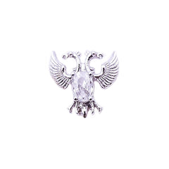 Eagle Crest Nail Charm with Rhinestone | Luxury Embellishment for Nail Deco | Resin Inclusion (1 piece / Silver / 10mm x 11mm)