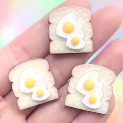 Miniature Eggs in a Basket Resin Cabochon | Dollhouse Bread | Kawaii Decoden Craft Supplies (3 pcs / 21mm x 22mm)