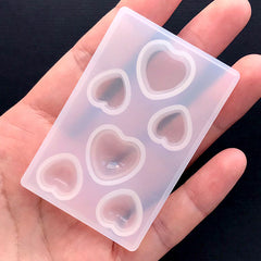Small Heart Silicone Mold (6 Cavity) | Puffy Heart Mold | Flat Heart Mould | Clear Mold for UV Resin | Kawaii Crafts