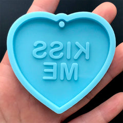 KISS ME Conversation Heart Pendant Silicone Mold | Resin Jewelry Making | Valentine's Day Supplies (59mm x 55mm)