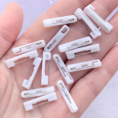 Plastic Brooch Pin Bar with Glue on Pad | Safety Pin Blank | Kawaii Jewelry Supplies (15 pcs / White / 22mm)