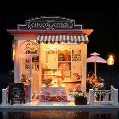 Dollhouse Chocolate Shop DIY Kit in 1:12 Scale | Miniature Chocolatier House Making | Doll House Supplies