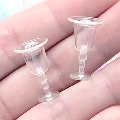Dollhouse Wine Glasses | Miniature Glassware | Doll House Plastic Cups | Mini Food DIY | Doll Drink | Doll Props (2 pcs / Clear / 12mm x 20mm)