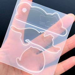 Kawaii Cat Silicone Mold (3 Cavity) | Cute Kitty Mould | Resin Hair Jewelry DIY | Decoden Cabochon Making