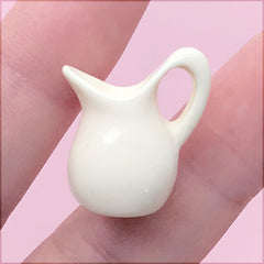 Dollhouse Vase with Handle | Miniature Water Jar | Doll House Craft Supplies (1 Piece / Cream White / 18mm x 21mm)