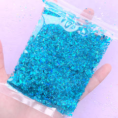 Aurora Borealis Glitter Flakes | Irregular Confetti | Iridescent Sprinkles | Resin Inclusion | Nail Art Deco (AB Aqua Blue / 10g)