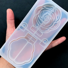 Rose Compact Mirror Silicone Mold | Flower Trinket Box Mold | Epoxy Resin Mould | Kawaii Resin Craft Supplies (60mm x 72mm)