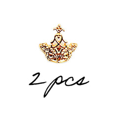 Crown Shaped Nail Charm | Royal Metal Embellishment for Nail Designs | Resin Inclusion (2 pcs / Gold / 10mm x 10mm)