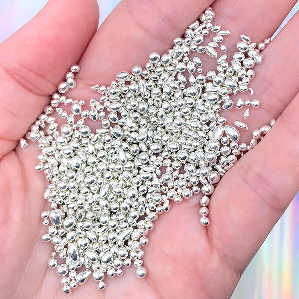 Miniature Silver Pebble Mosaic Stones, Irregular Mini Stones, Resin, MiniatureSweet, Kawaii Resin Crafts, Decoden Cabochons Supplies