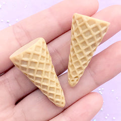 Kawaii Ice Cream Cone Cabochon in 3D | Miniature Sweets Deco | Mini Food Craft | Decoden Supplies (2 pcs / 19mm x 34mm)
