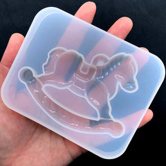 Large Rocking Horse Silicone Mold | Kawaii Embellishment Mold | Clear Soft Flexible Mold for UV Resin Art (90mm x 69mm)