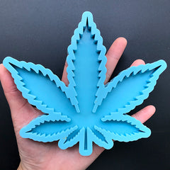Cannabis Coaster Silicone Mold | Large Marijuana Pot Leaf Mould | Big Weed Grass Mold | Resin Art Supplies (138mm x 119mm)
