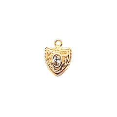 Royal Shield Nail Charm with Rhinestone | Medieval Embellishment for Nail Designs | Resin Inclusion (1 piece / Gold / 7mm x 9mm)