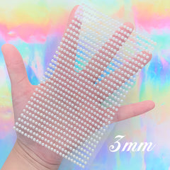 3mm Half Pearl Stickers | ABS White Pearls | Fake Pearls | Nail Decoration | Jewelry DIY | Embellishments for Scrapbook (750 pcs)