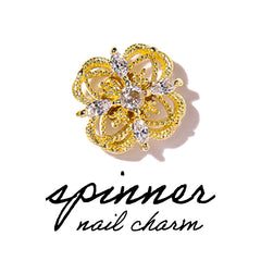 Spinner Nail Charm with Rhinestones | Luxury Nail Art | Bling Bling Spinning Embellishment (1 piece / Gold / 11mm x 11mm)