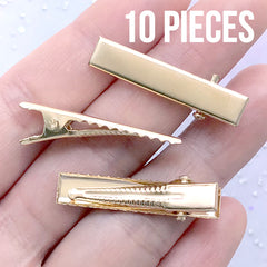 Small Alligator Hair Clip Blanks | Glue on Hair Clips | Toddler Hair Jewelry Making (Gold / 10 pcs / 6mm x 32mm)