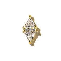 Rhombic Rhinestone Nail Charm | Luxury Nail Art | Sparkle Resin Inclusion (1 piece / Gold / 6mm x 11mm)