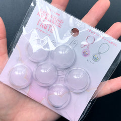 Round Shaker Charm Blank | Clear Plastic Sphere Case with Loop | Shake Shake Ornament DIY | Kawaii Jewellery Supplies (3 sets / 25mm x 32mm)