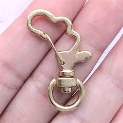 CLEARANCE Magical Girl Angel Wing Lobster Clasp with Swivel Ring | Kawaii Snap Clip | Mahou Kei Jewelry Making | Keychain Findings (1 piece / Gold / 22mm x 34mm)