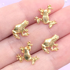Frog Resin Fillers | Koi Pond Resin Inclusions | Small Metal Embellishments for Resin Art | Animal Floating Charms (4 pcs / Gold)