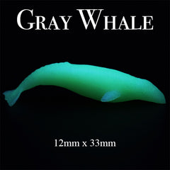Miniature Gray Whale | Glow in the Dark Resin Inclusion | 3D Marine Life Figurine for Resin Art (1 piece / 12mm x 33mm)